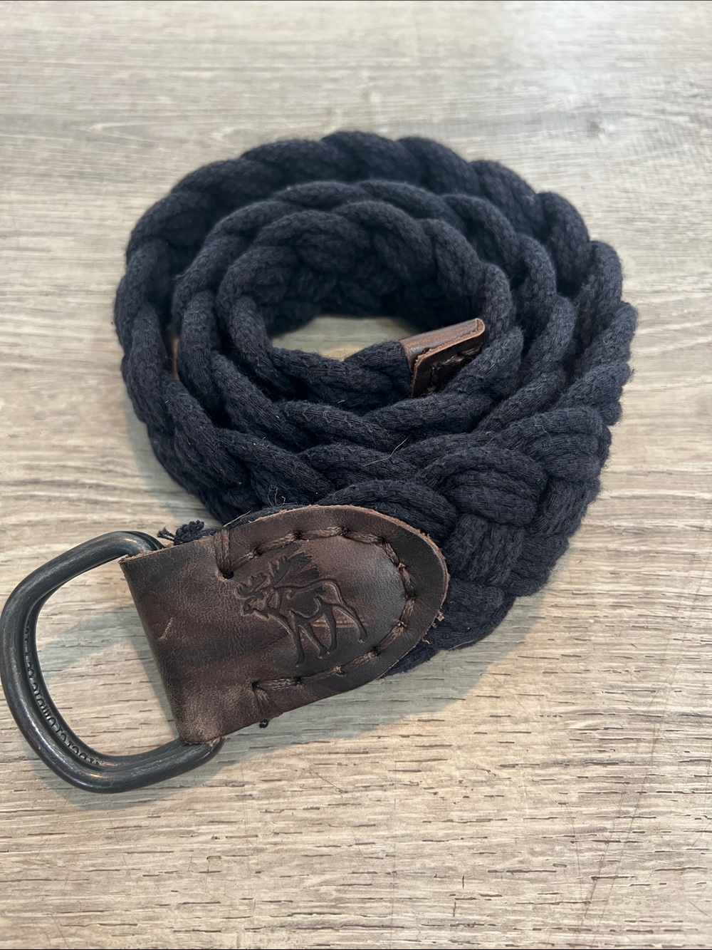 Vintage Y2K Abercrombie & Fitch Navy Braided Belt with leather Moose size 32